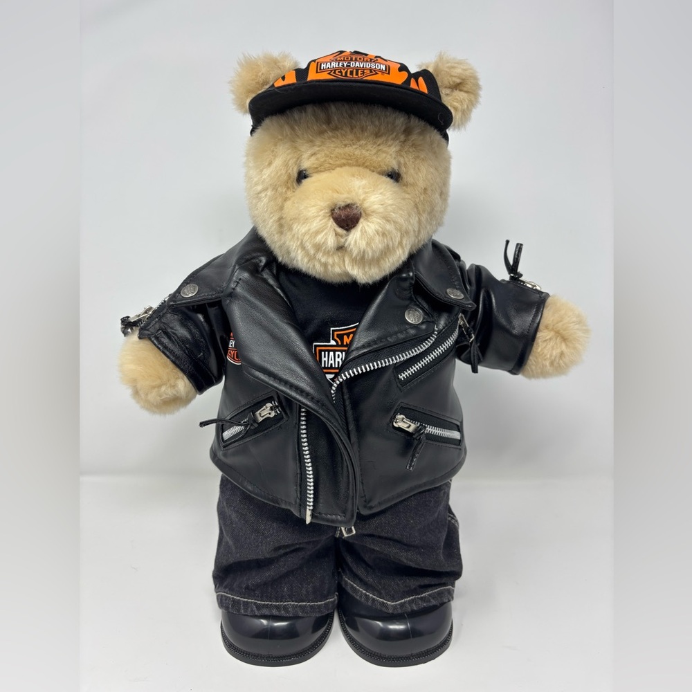 Harley Davidson Build-A-Bear Teddy Plush Stuffed Animal Jacket Jeans Shirt Cap